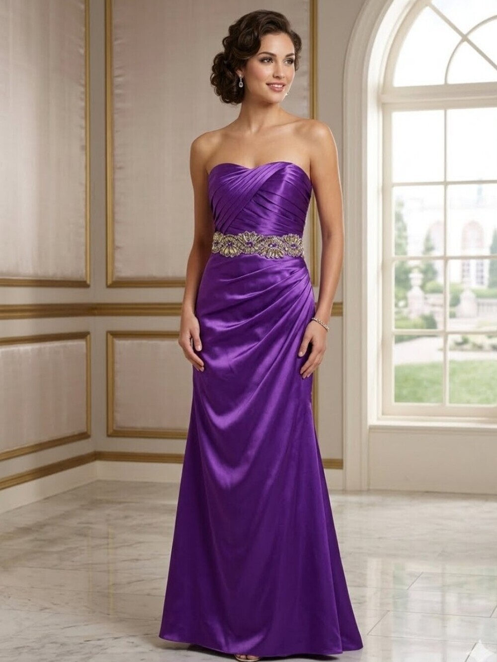 TIFFANY Purple Long Evening Prom Strapples Gown Size 8